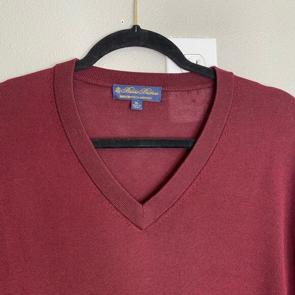 Brooks Brothers Red Burgundy Merino Wool Sweater XL - Picture 2 of 8